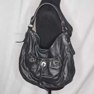 B. Makowsy Black Leather Hobo Bag